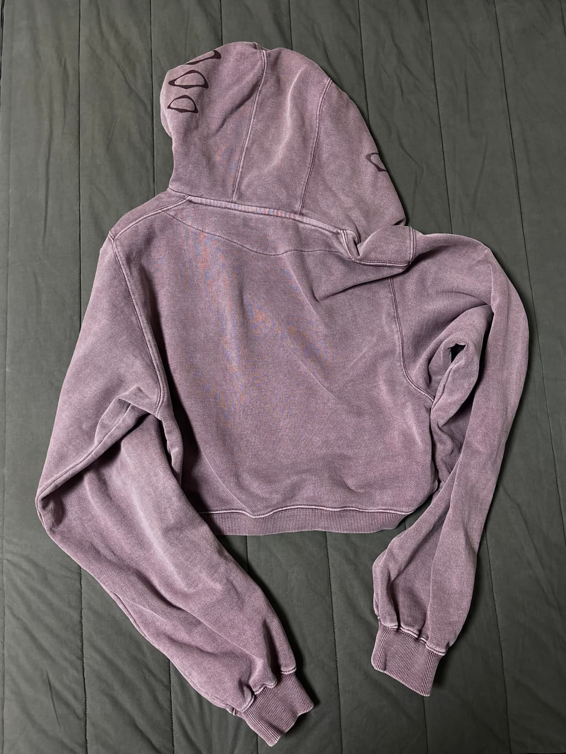 미스치프 사이드 버튼 업 크롭 후드 워시드 레드 브라운 상품이미지2