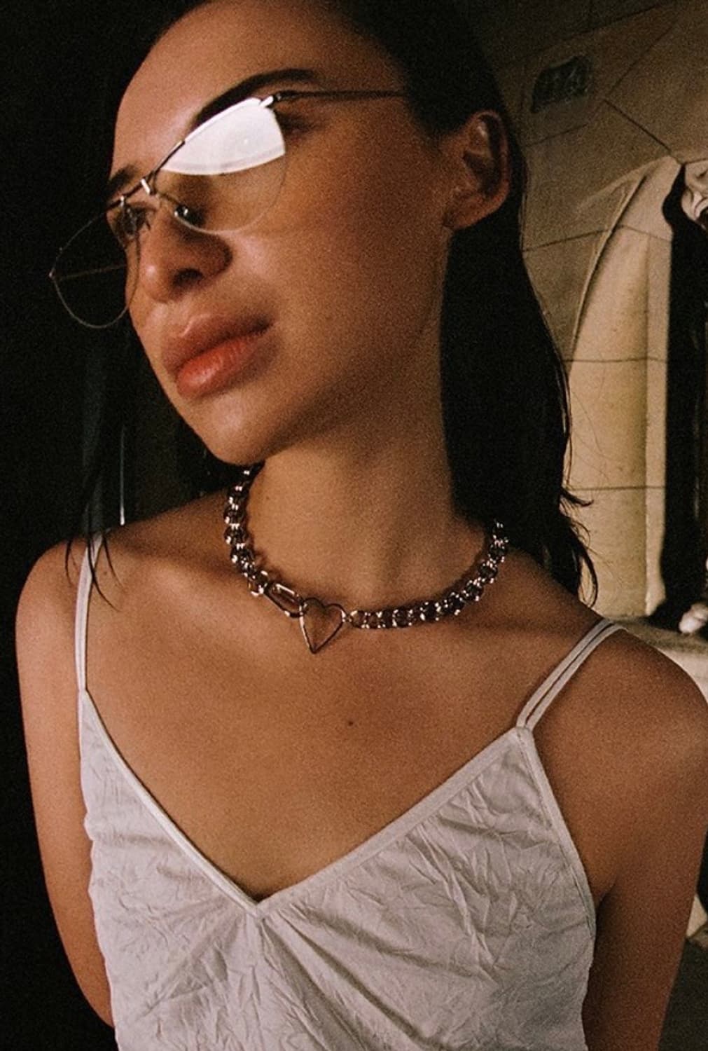 LCDC 볼드 체인 하트 초커 목걸이 상품이미지1