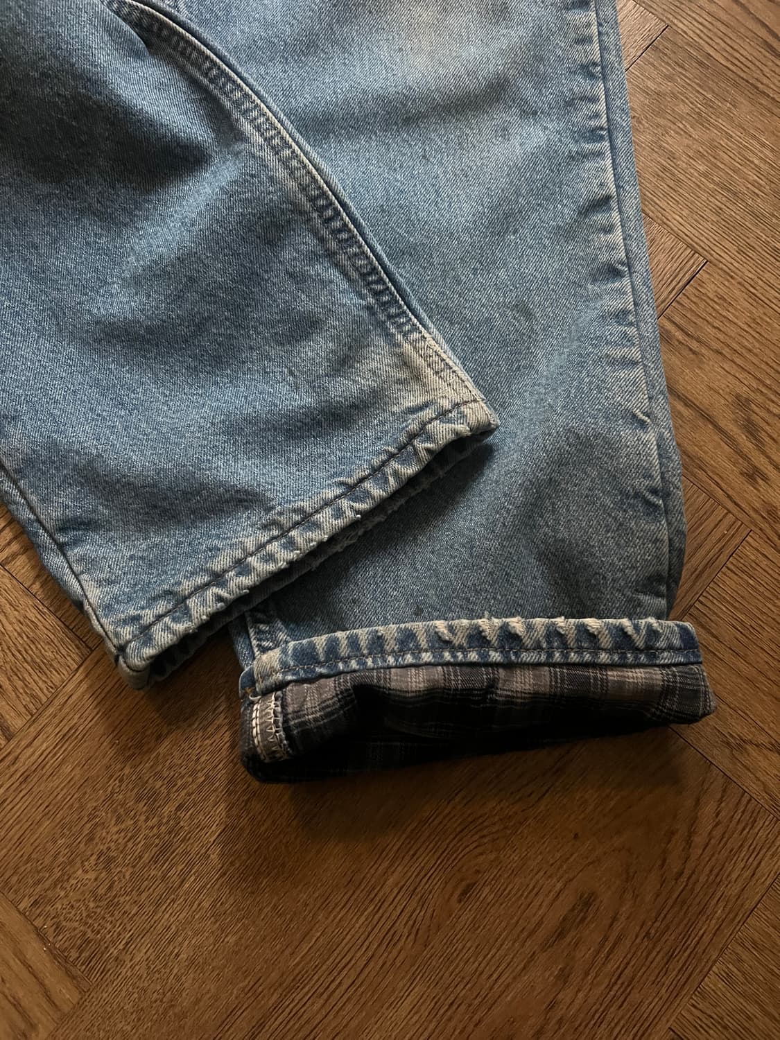 [34]칼하트 USA 체크 라이닝 빈티지 워싱 데님 팬츠 상품이미지5