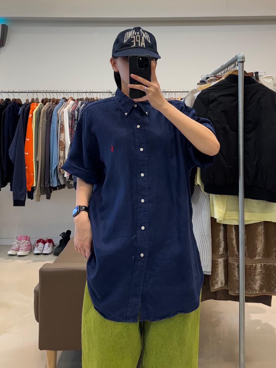 폴로 린넨 반팔 셔츠 네이비 상품이미지6