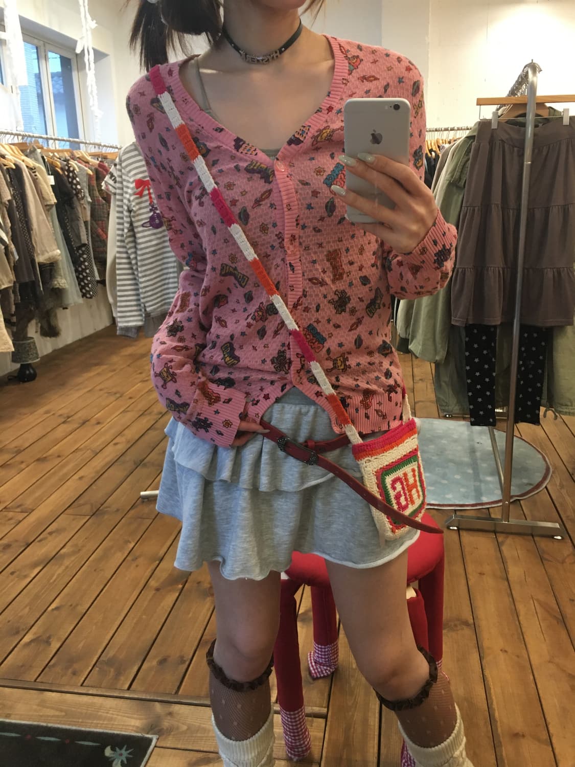 히스테릭글래머 핑크 와글 가디건 상품이미지1