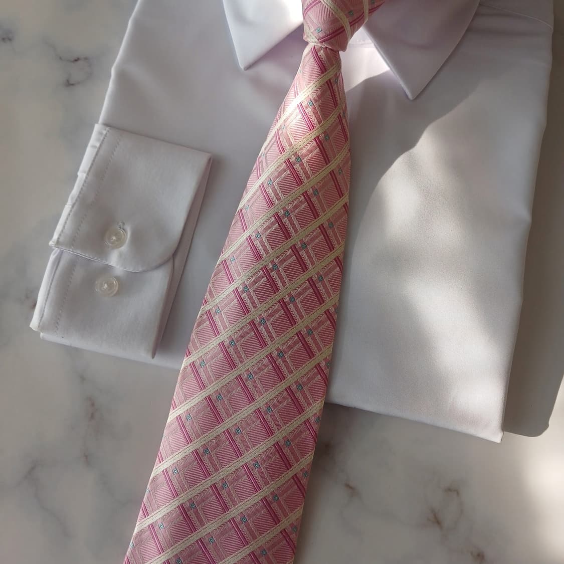 닥스 실크 핑크 체크 패턴 넥타이 9.5cm A+등급 A18989
 상품이미지5