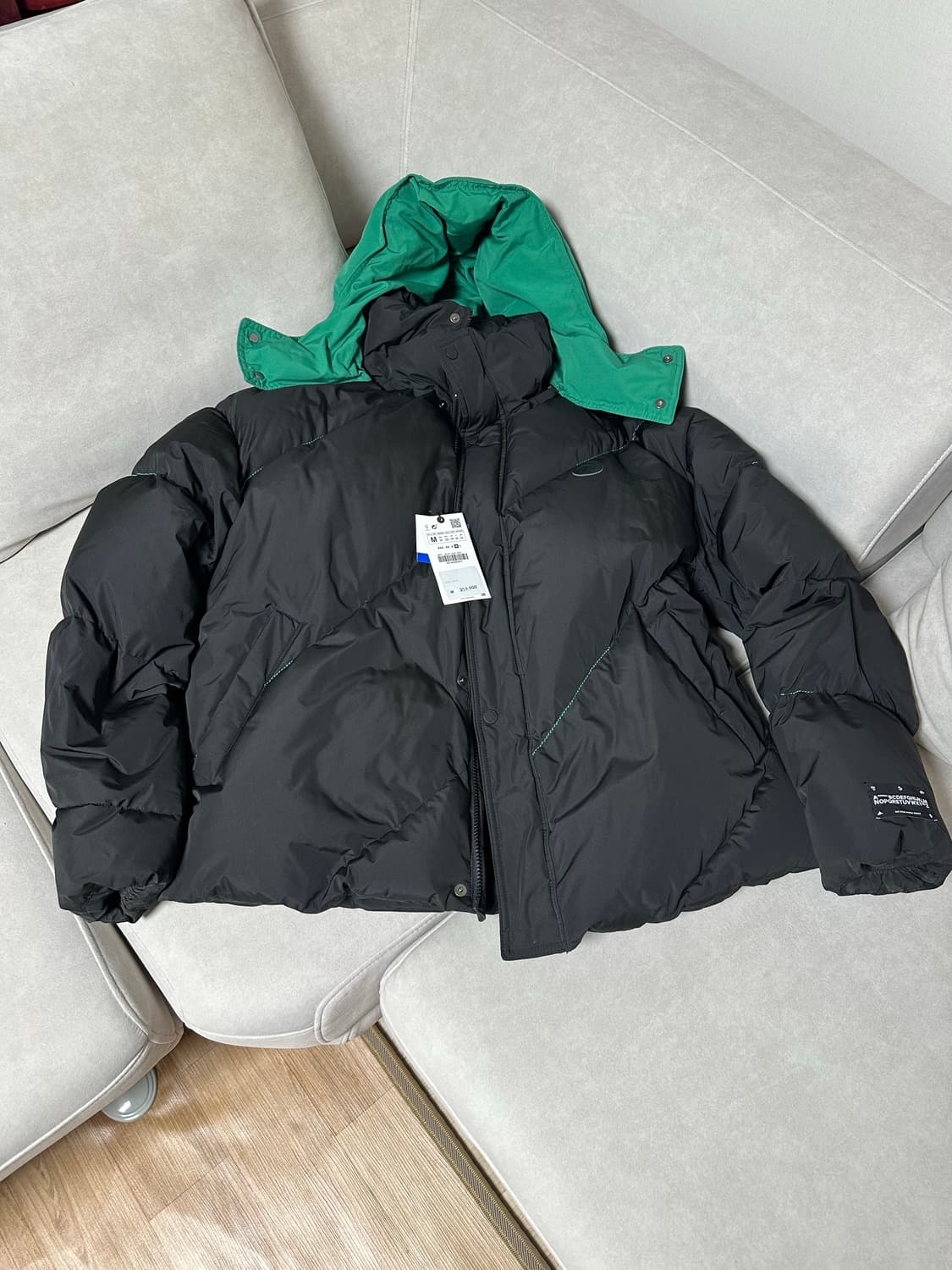 자라 x 아더에러 오버사이즈 패딩 자켓 블랙 M 상품이미지1