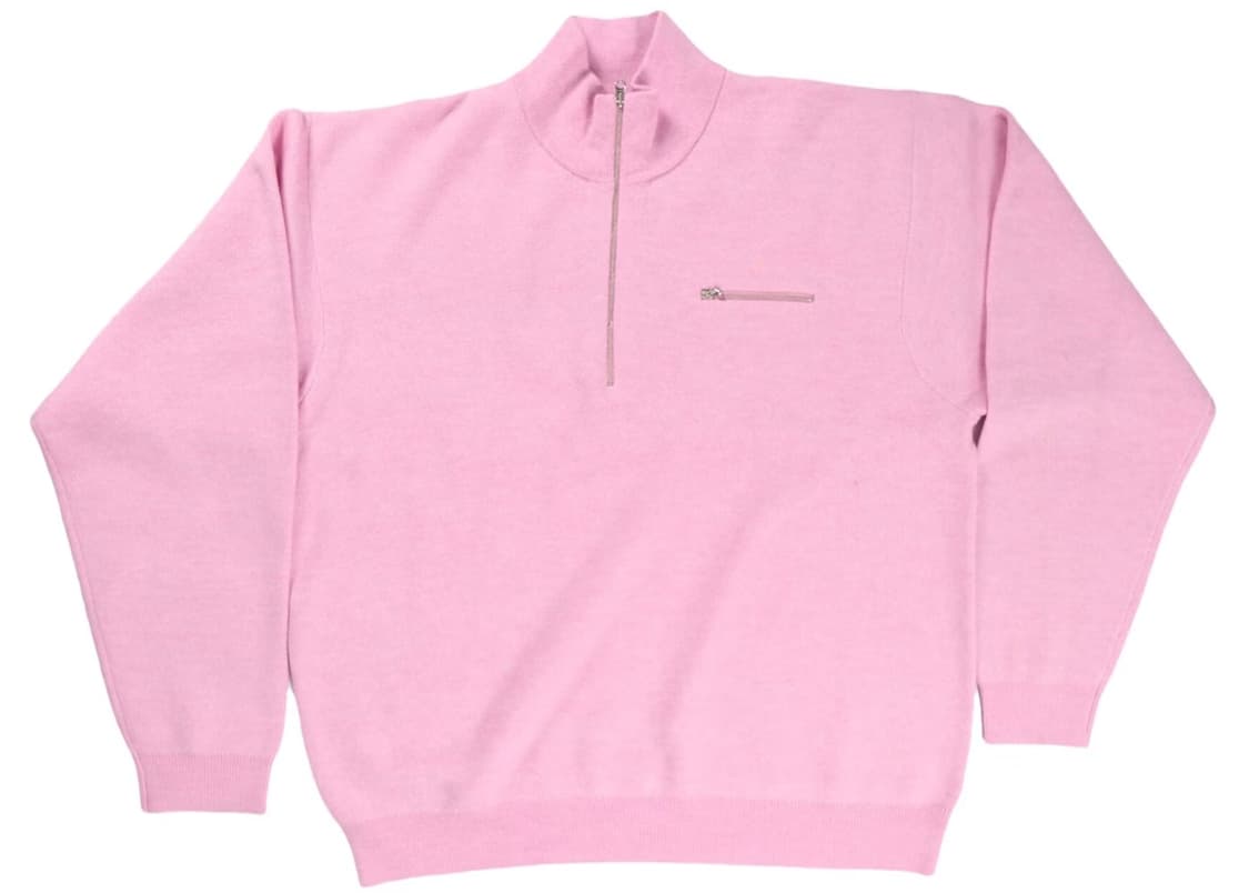 [L] 스투시 하프 집 모크넥 스웨터 핑크 상품이미지1