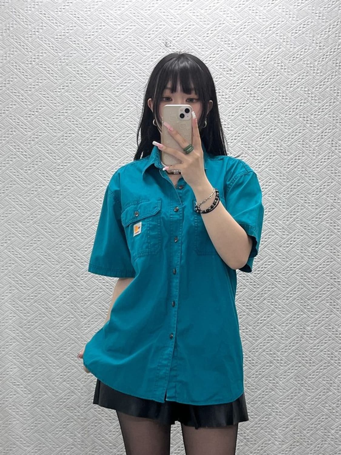 칼하트 컨트리 레트로 민트코어 반팔 워크 셔츠 L C12273 상품이미지2