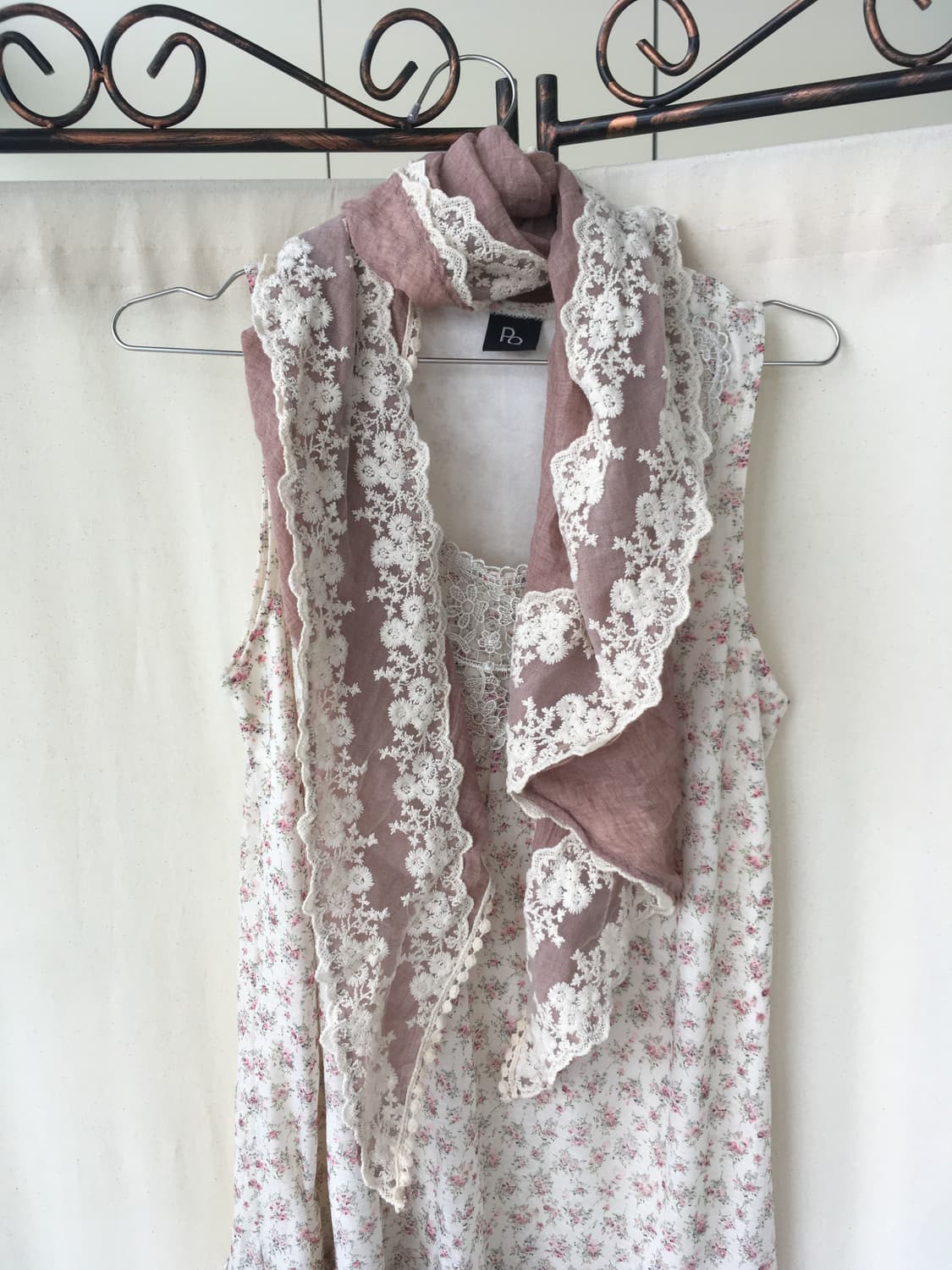 Set)잔꽃 하구미 원피스+홀터 레이스 나시+코랄블라우스 +레이스머플러 상품이미지10