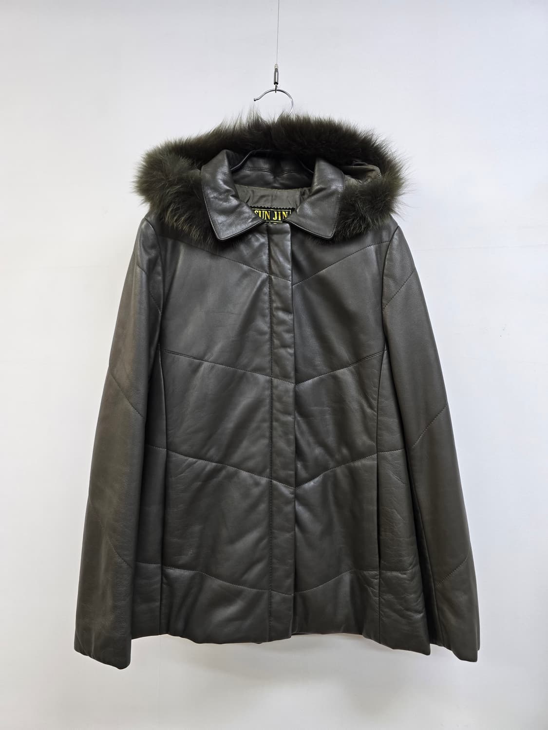 선진모피 양가죽100% 폭스퍼후드 패딩 집업 상품이미지2