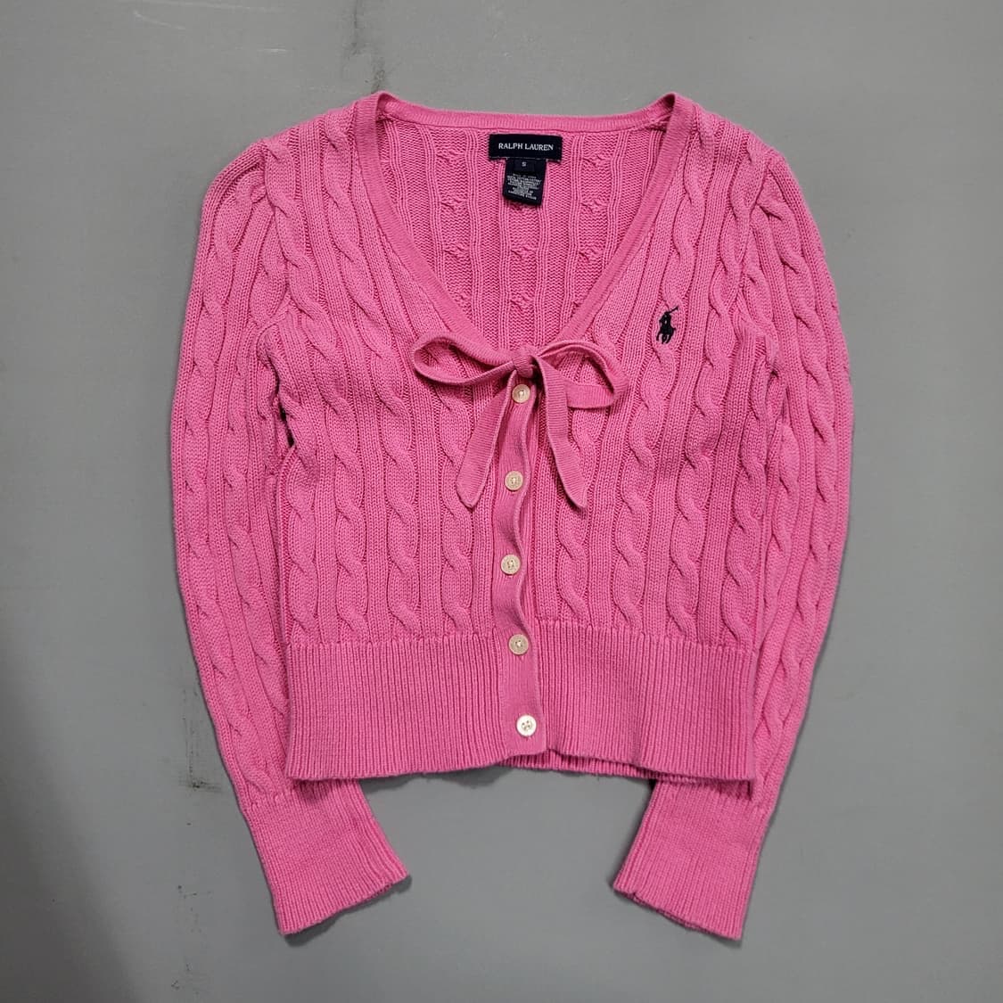 폴로 케이블 세미크롭 니트 가디건 s 상품이미지1