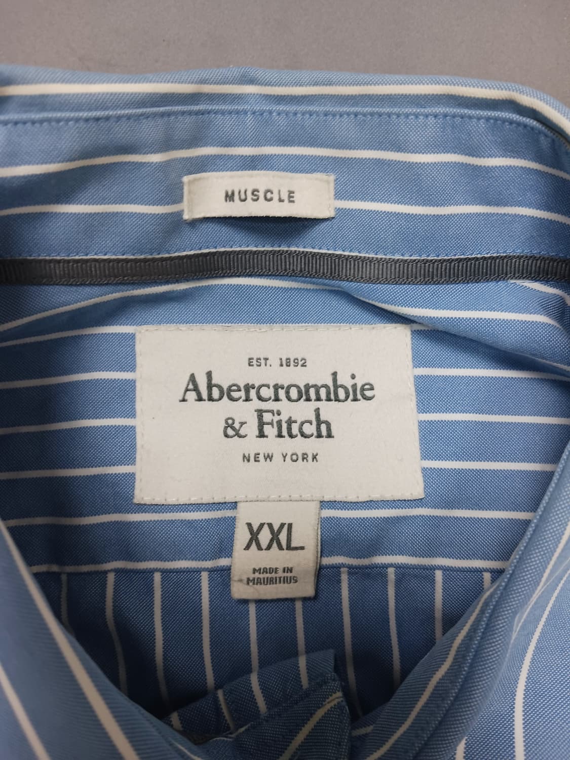 [2XL] 아베크롬비 앤 피치 머슬핏 블루 버튼다운 셔츠 상품이미지6