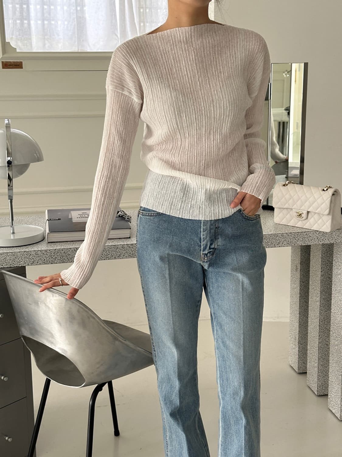 딥그레이 언더스탠딩 플리츠 긴팔 티셔츠 상품이미지1