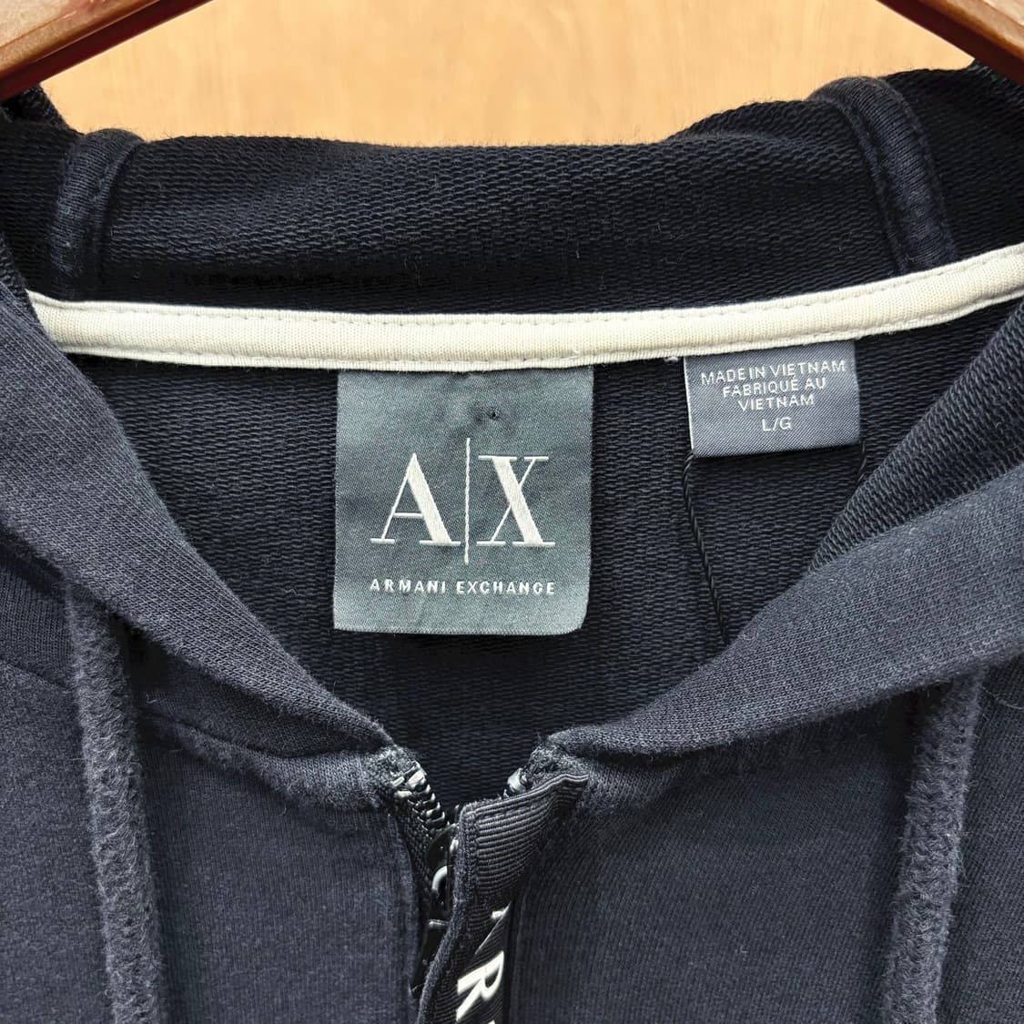아르마니 익스체인지 긴팔 후드 집업 로고 프린팅 플래킷 디테일 블랙 상품이미지7