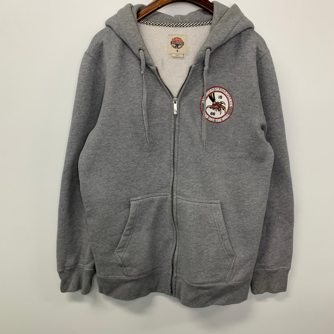 반스 체커보드 백로고 그레이 후드집업 상품이미지2