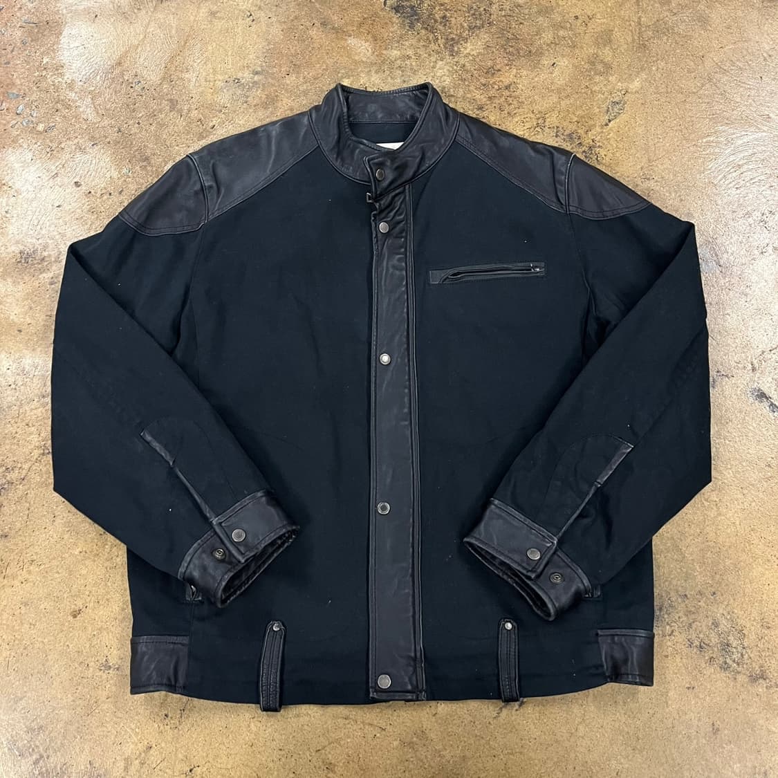 [정품/100] perry ellis 블랙 레더 배색 자켓 b13 상품이미지2