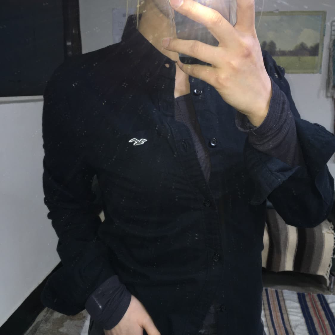 투티/0267 홀리스터 블랙 슬림핏 셔츠 y2k 긱시크 머슬핏 상품이미지2