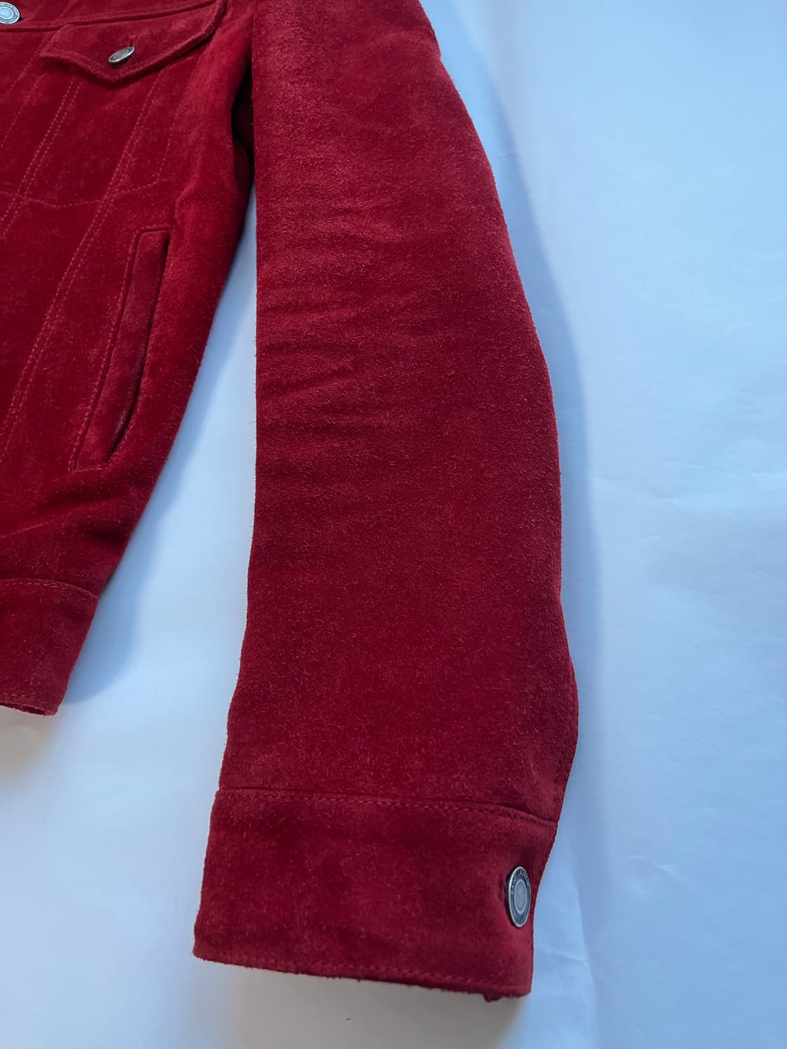 44 생로랑 레드 카프 레더 스웨이드 트러커 자켓 상품이미지2