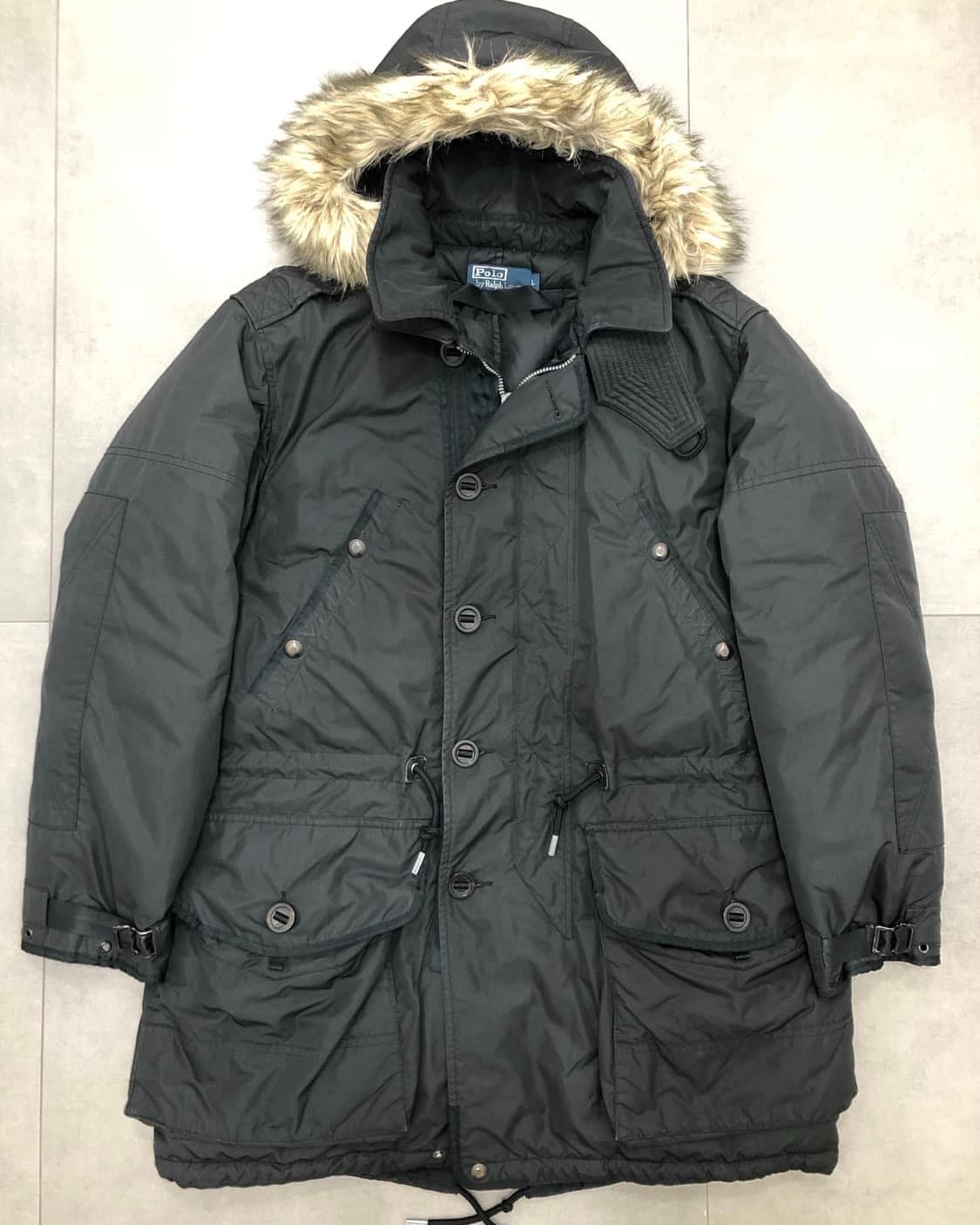 폴로 랄프로렌 NB3 덕다운 파카 L 밀리터리 피쉬테일 점퍼 블랙 상품이미지1