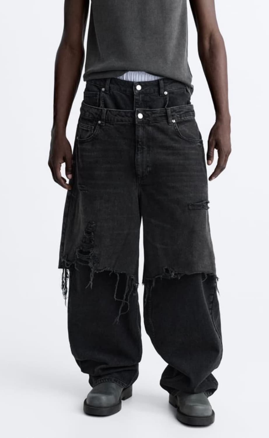 자라(Zara) 쇼츠 오버레이 진 블랙 상품이미지2