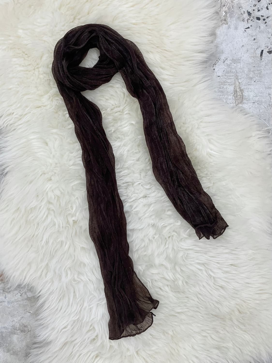 브라운 링클 시어 머플러  상품이미지5