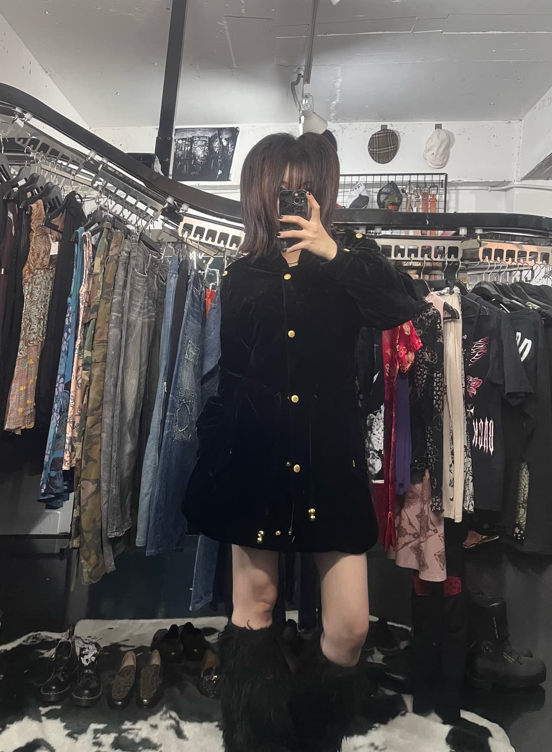 자수 디테일 블랙 미디 자켓 상품이미지1