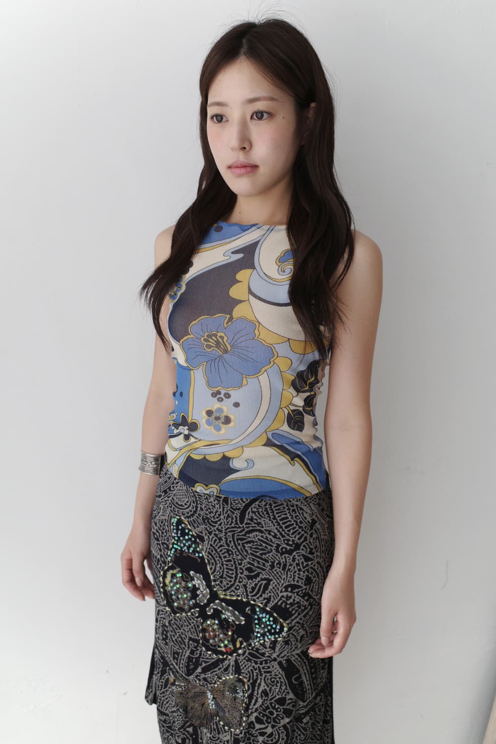 benetton) oriental see-through sleeveles 상품이미지7