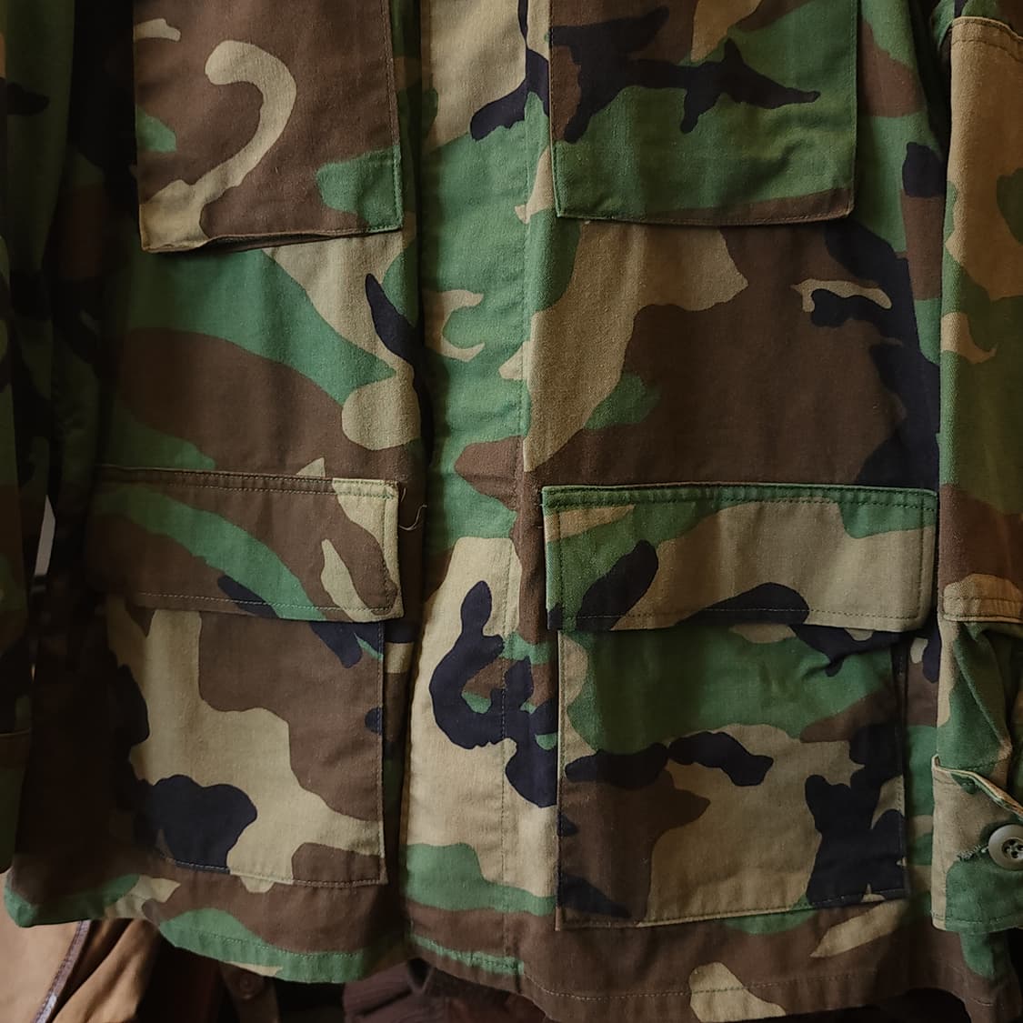 90s 미군 BDU 카모셔츠 우드랜드 미디움 레귤러 부대패치 상품이미지7