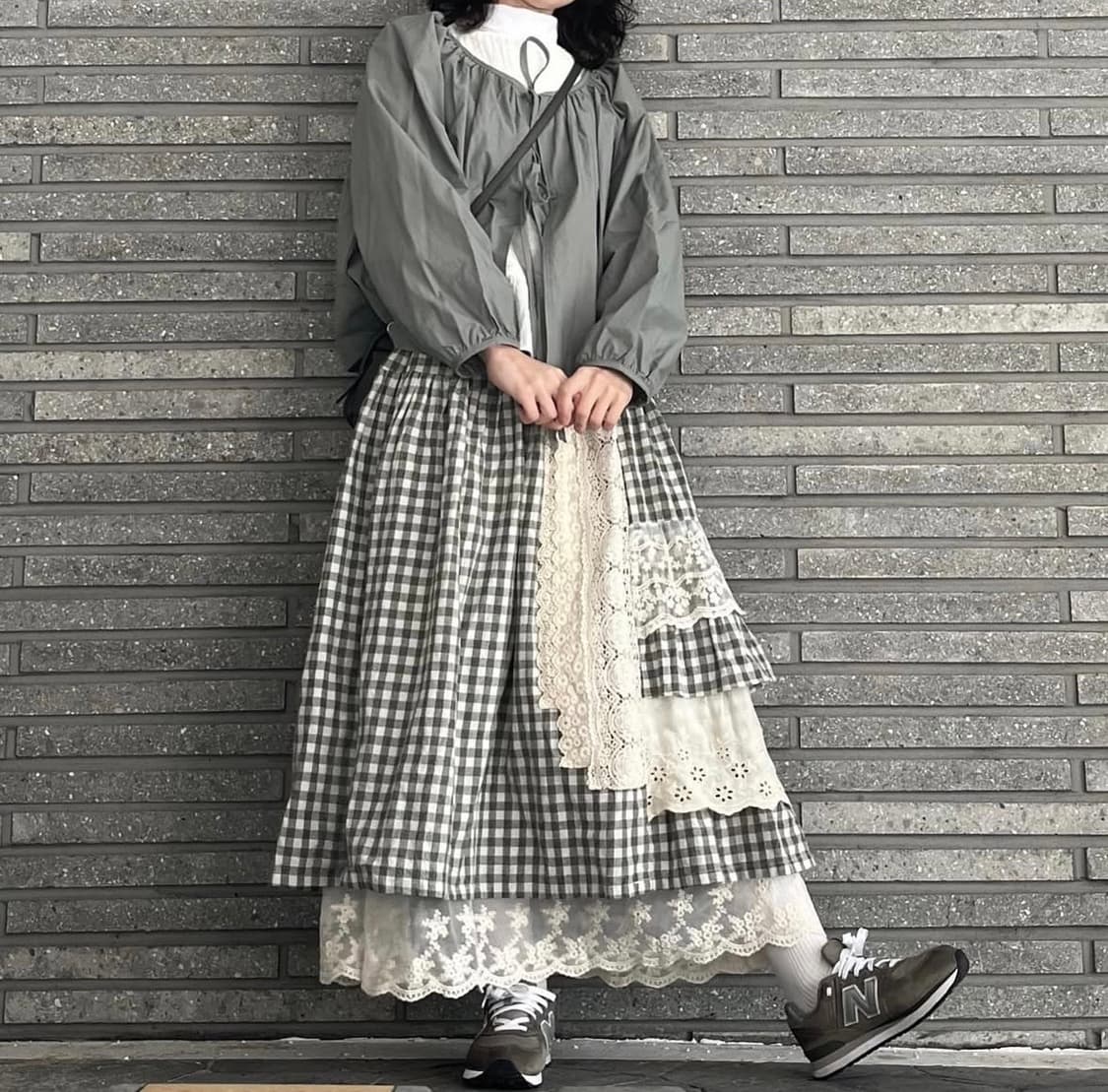 빈티지 체크 레이스 캉캉스커트 상품이미지1