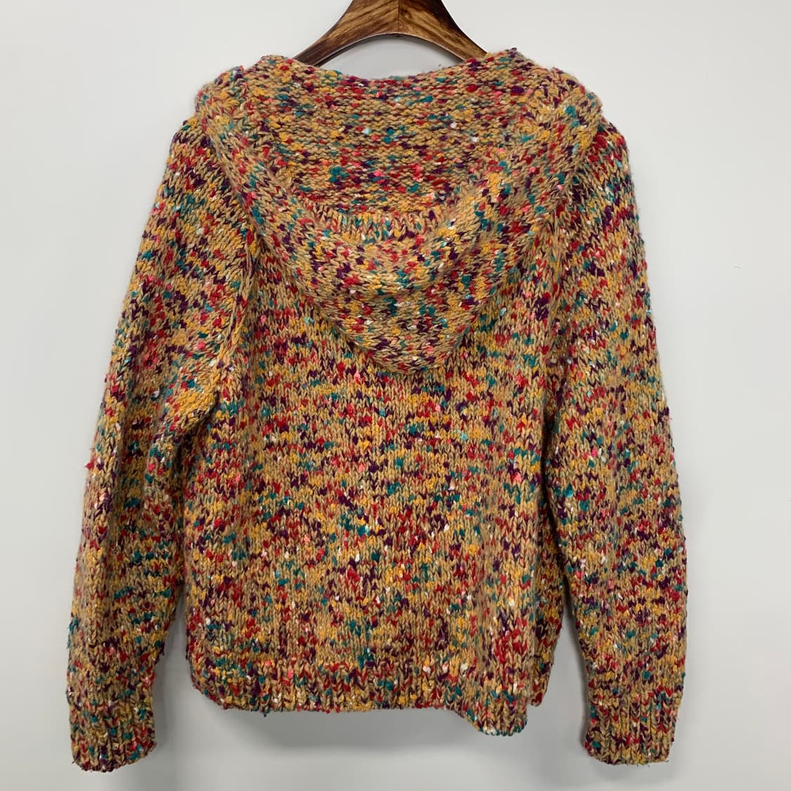 Japanese vintage 모리걸 멀티 패턴 니트 후드 가디건 상품이미지3