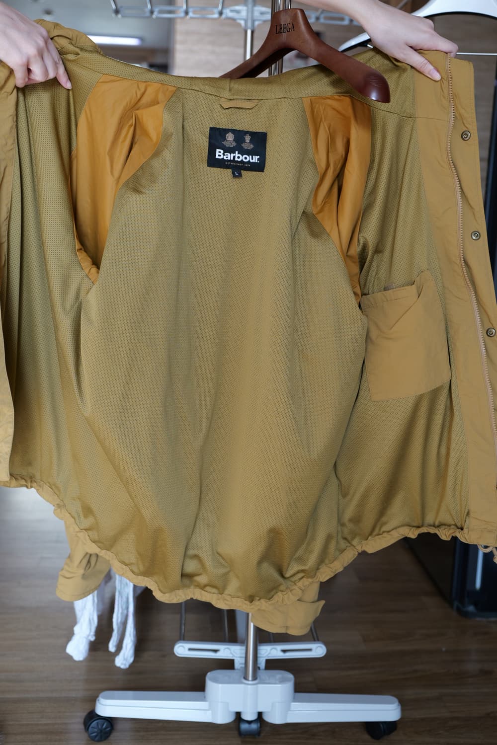 바버 논왁스 옐로우 카키 후드 자켓 L 상품이미지8
