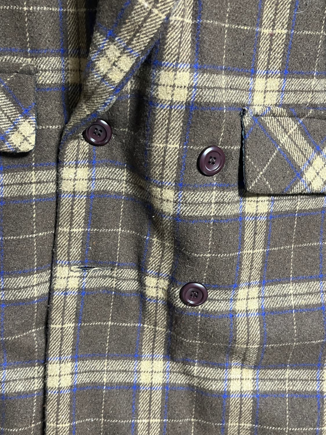 공용 세미오버핏 브라운 더블 체크 롱코트 L 상품이미지3