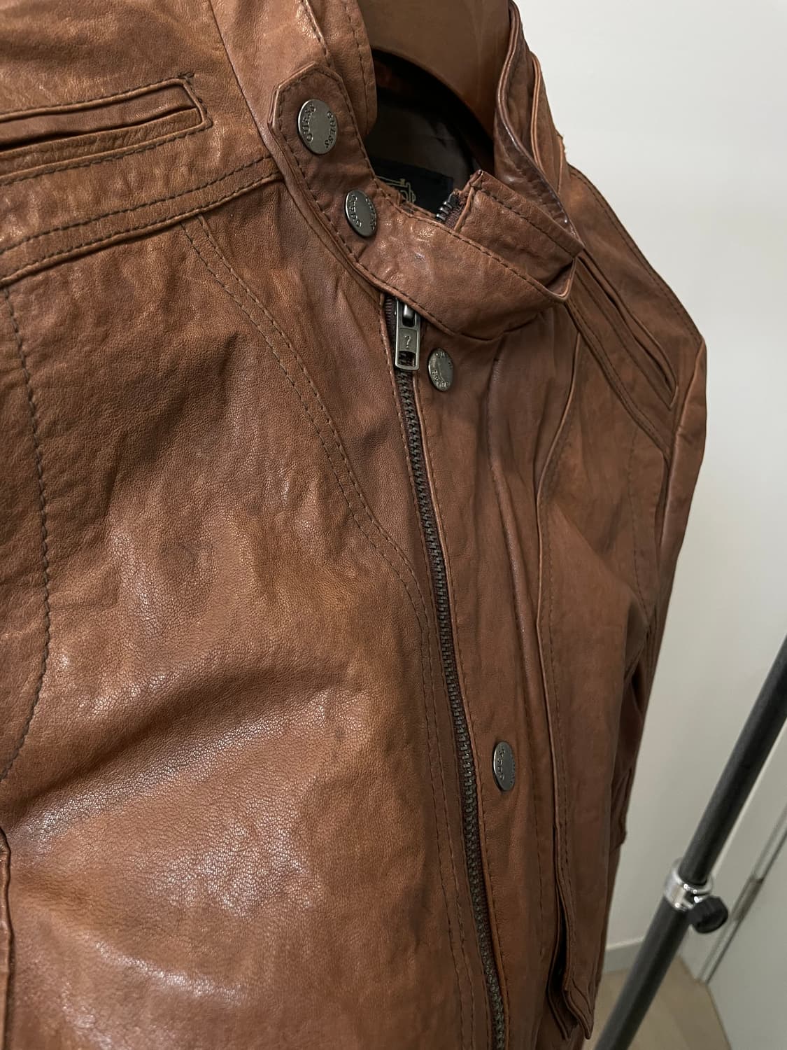 (M) Guess 게스 브라운 램스킨 양가죽 자켓 상품이미지7