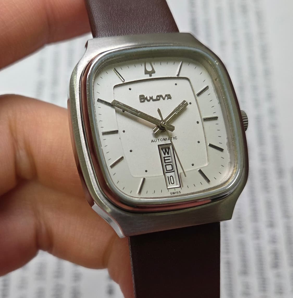 빈티지 부로바 사각탱크형 오리지널 실버판 데이데이트 오토매틱  상품이미지4