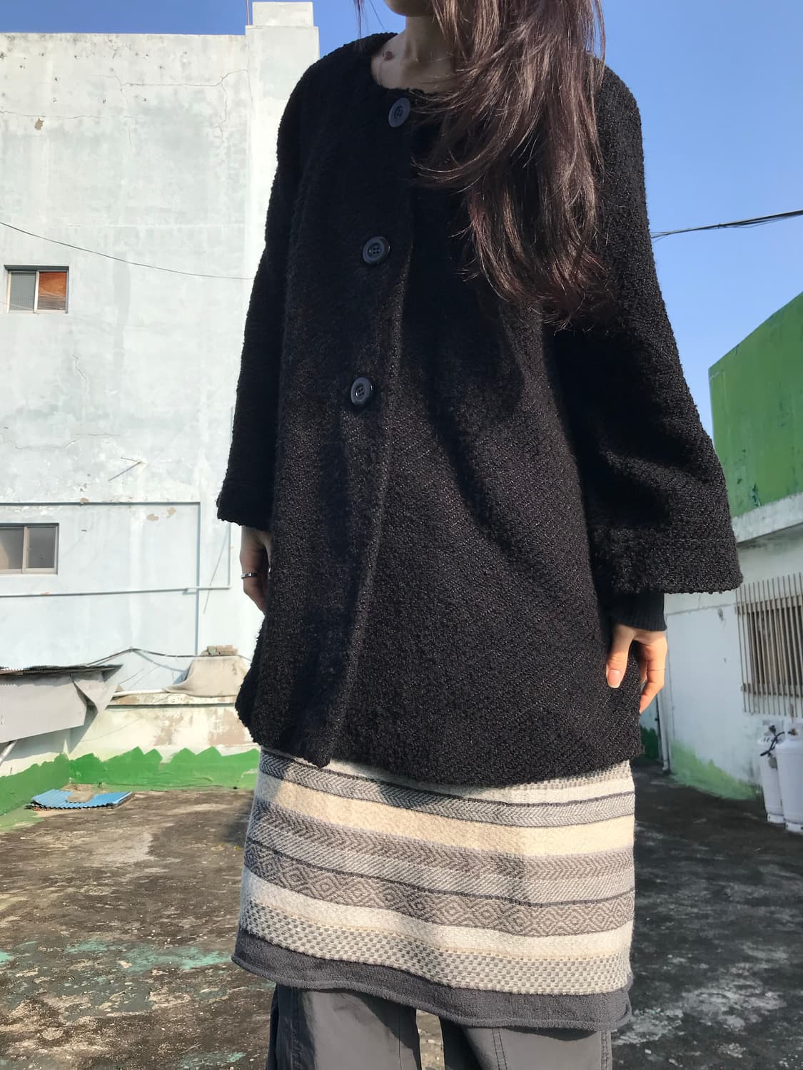 트위드 블랙 코트 상품이미지5