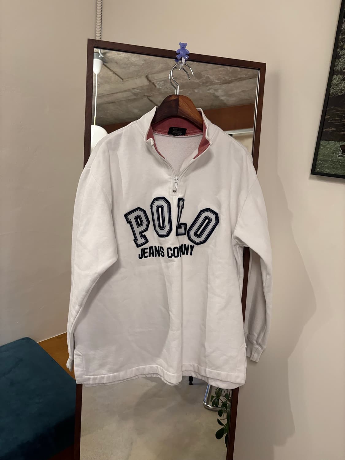 폴로 진스 흰색 하프집업 맨투맨 상품이미지1