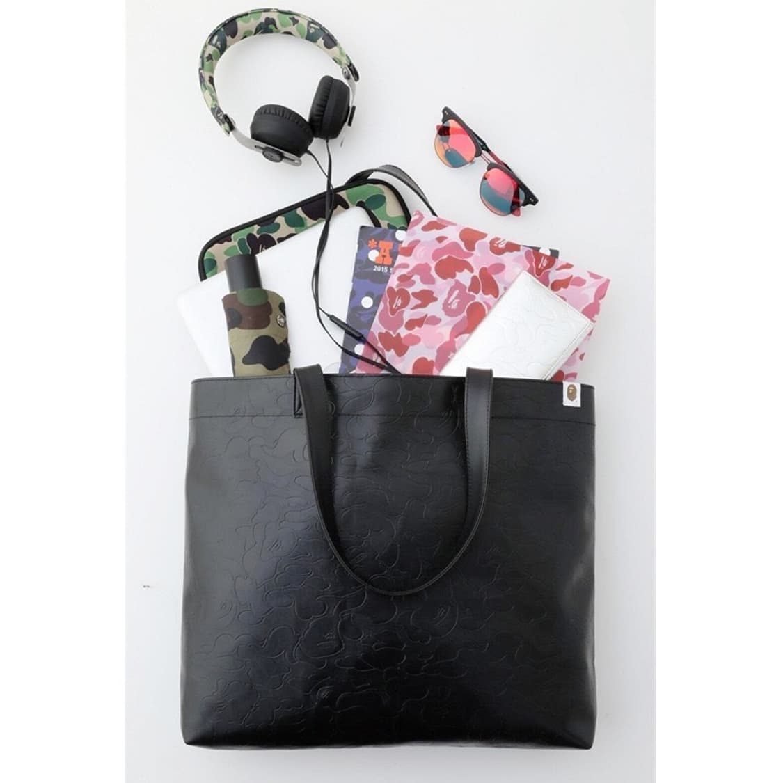 A Bathing Ape BAPE 블랙 카모 가죽 토트백 상품이미지2