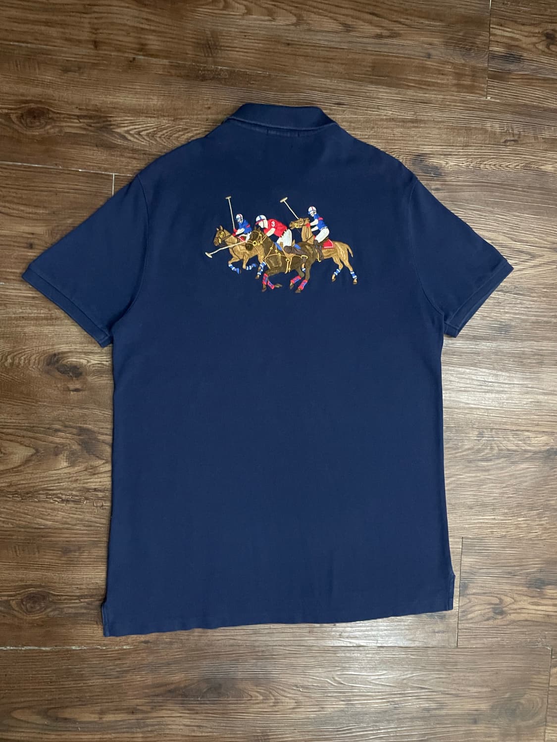 폴로 랄프로렌 자수 트리플포니 커스텀 슬림핏 PK 카라티 네이비 상품이미지7