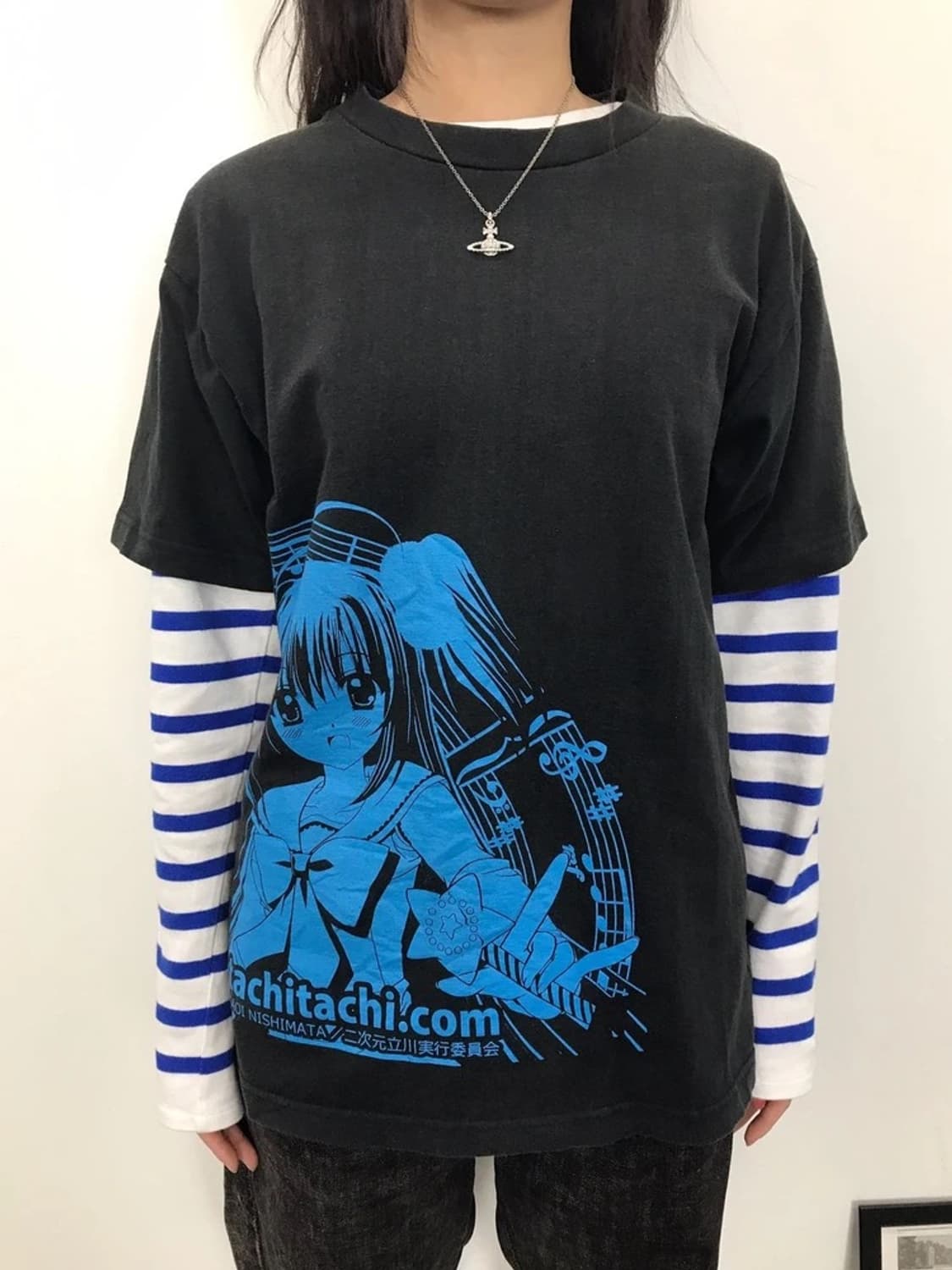 Y2K Anime Style Blue Graphic Tee 상품이미지3