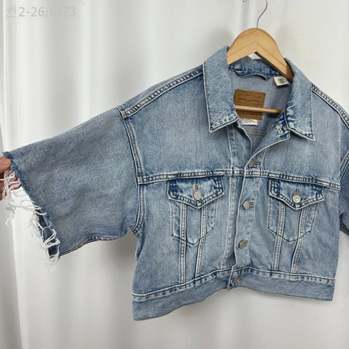 리바이스 여자 크롭 반팔 데님자켓 S 상품이미지3
