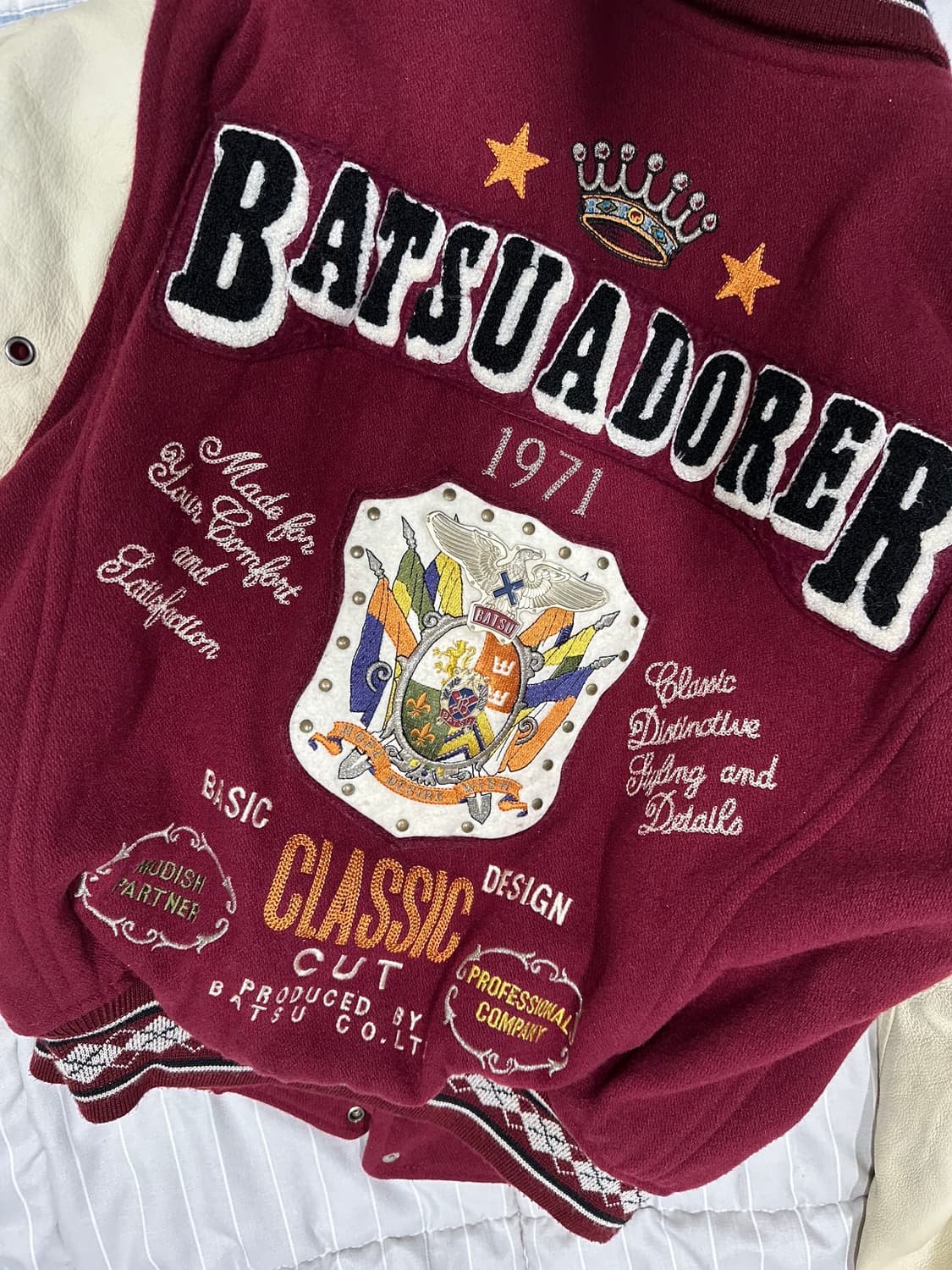 80s 90s Ba-tsu 레더 스타디움 바시티 자켓 상품이미지3