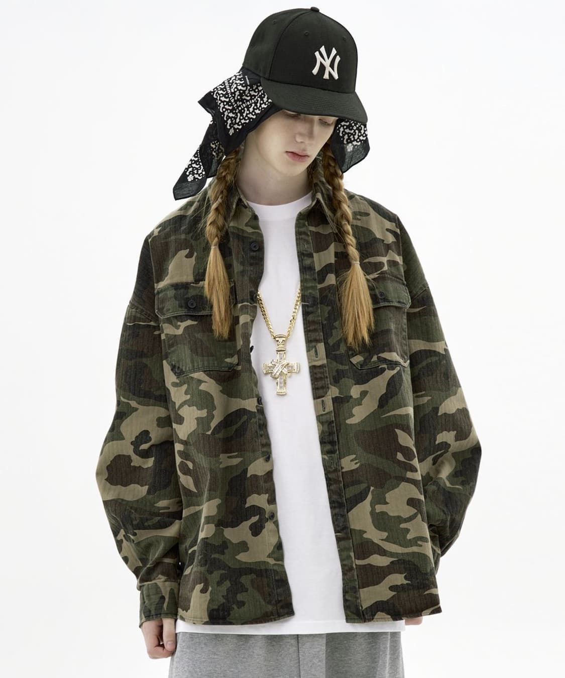 테이크이지 자이언트핏 카모 셔켓 자켓 카모 베이지 S 상품이미지1