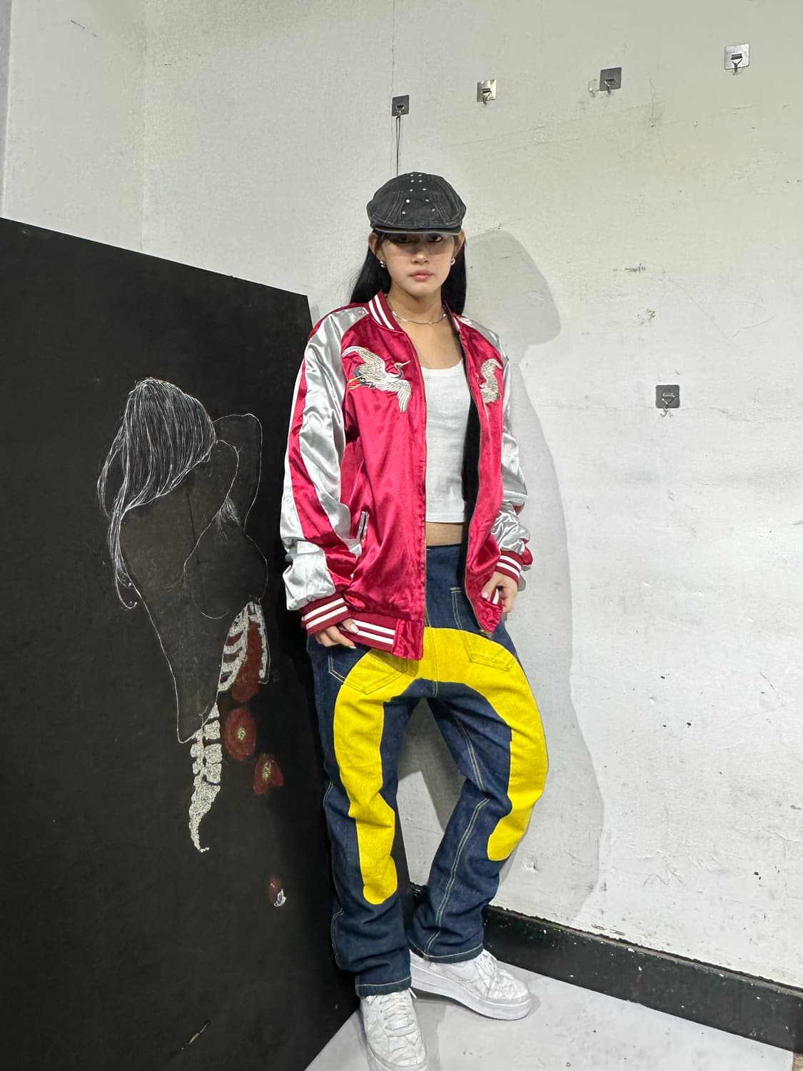 Jpn 일본빈티지 재패니즈 오리엔탈 빨검 양면 스카잔 자켓 상품이미지2