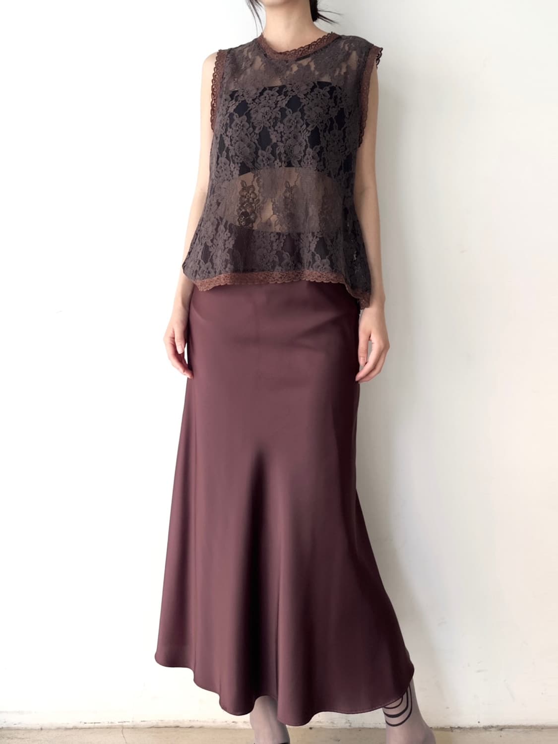 Double lace layer sleevelss 상품이미지4