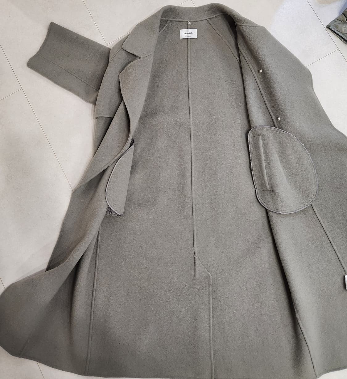 핸드메이드 울100 롱코트 구스다운내피 상품이미지6