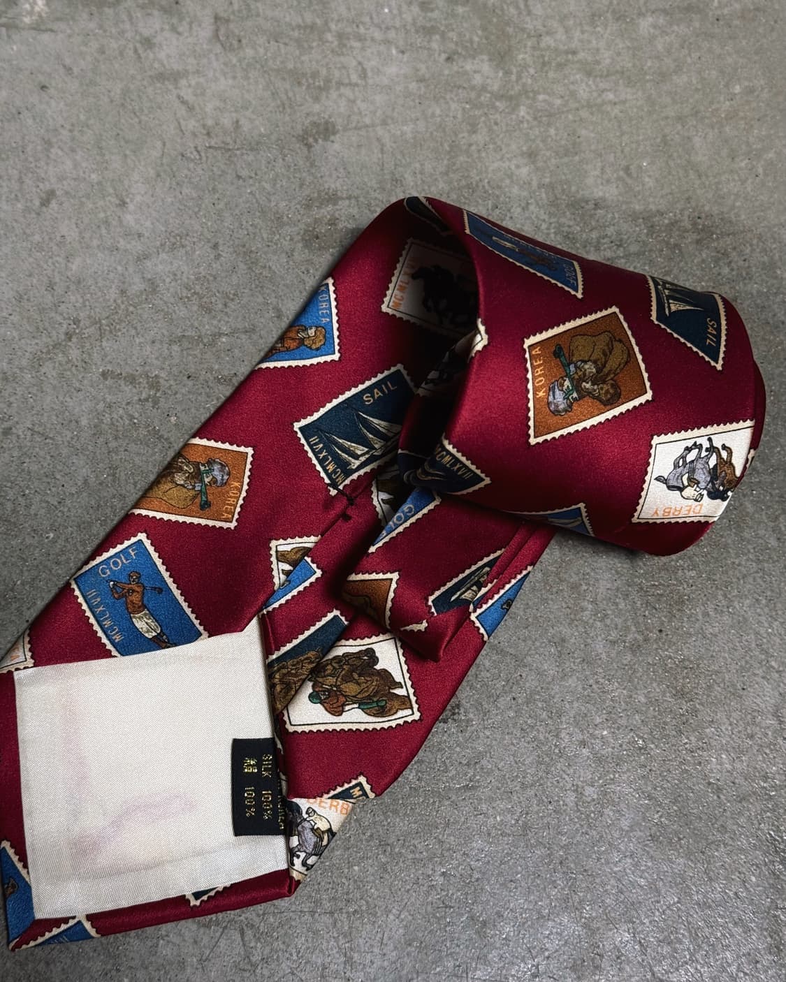 90‘s Sinsabang 스템프 패턴 실크타이 상품이미지3