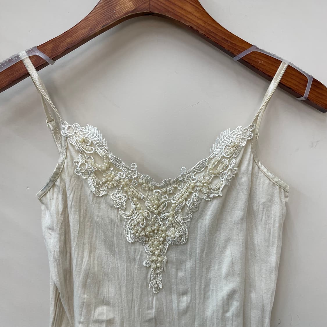 히메갸루 엔젤 엑시즈팜 아이보리 레이스 비즈 슬립 나시탑 상품이미지2