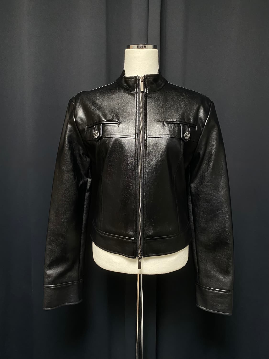 보헤미안서울 베이직 레더 자켓 블랙 상품이미지1