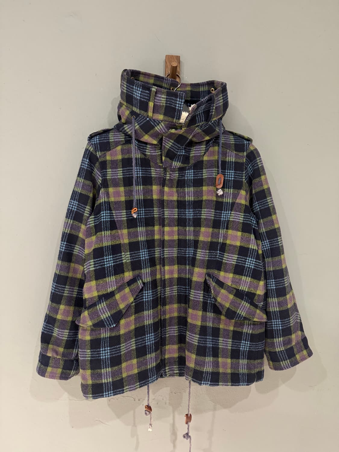 check pattern high-neck detail coat 상품이미지6