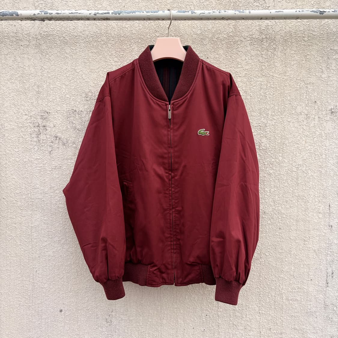 라코스테 90s 올드스쿨 버건디 리버시블 블루종 자켓(100) 상품이미지3