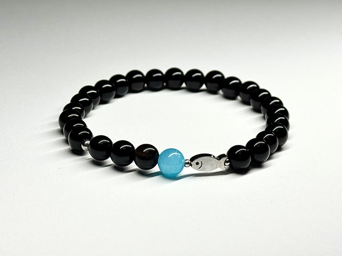 천연석 오닉스 물고기 원석팔찌 커플팔찌 상품이미지1