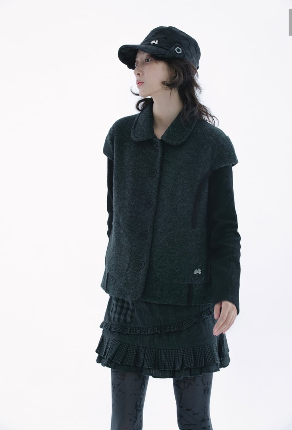 허그유어스킨 라운드 카라 니트 자켓 (차콜) 상품이미지2