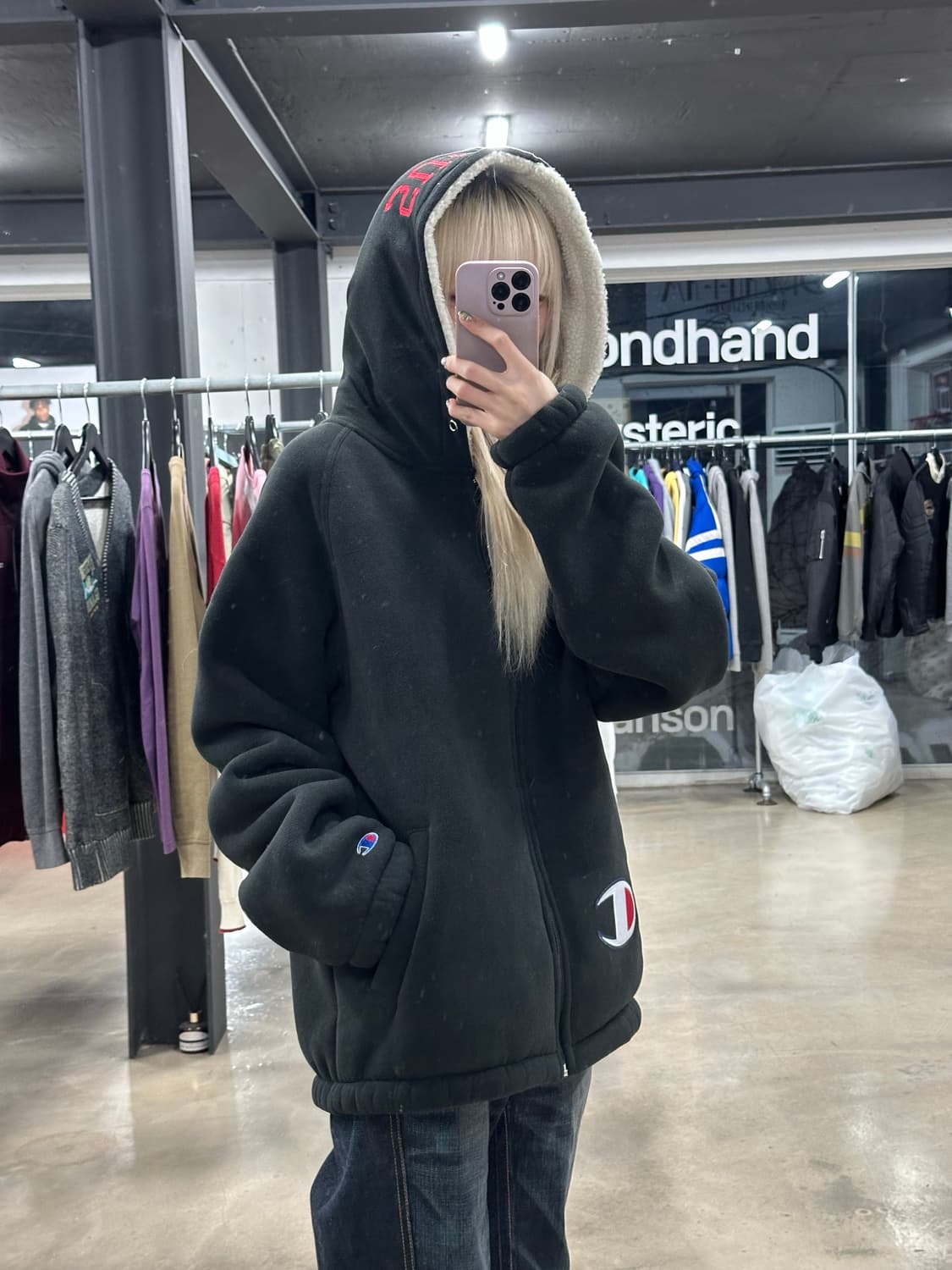 슈프림&챔피온 후드 플리스 집업 상품이미지2